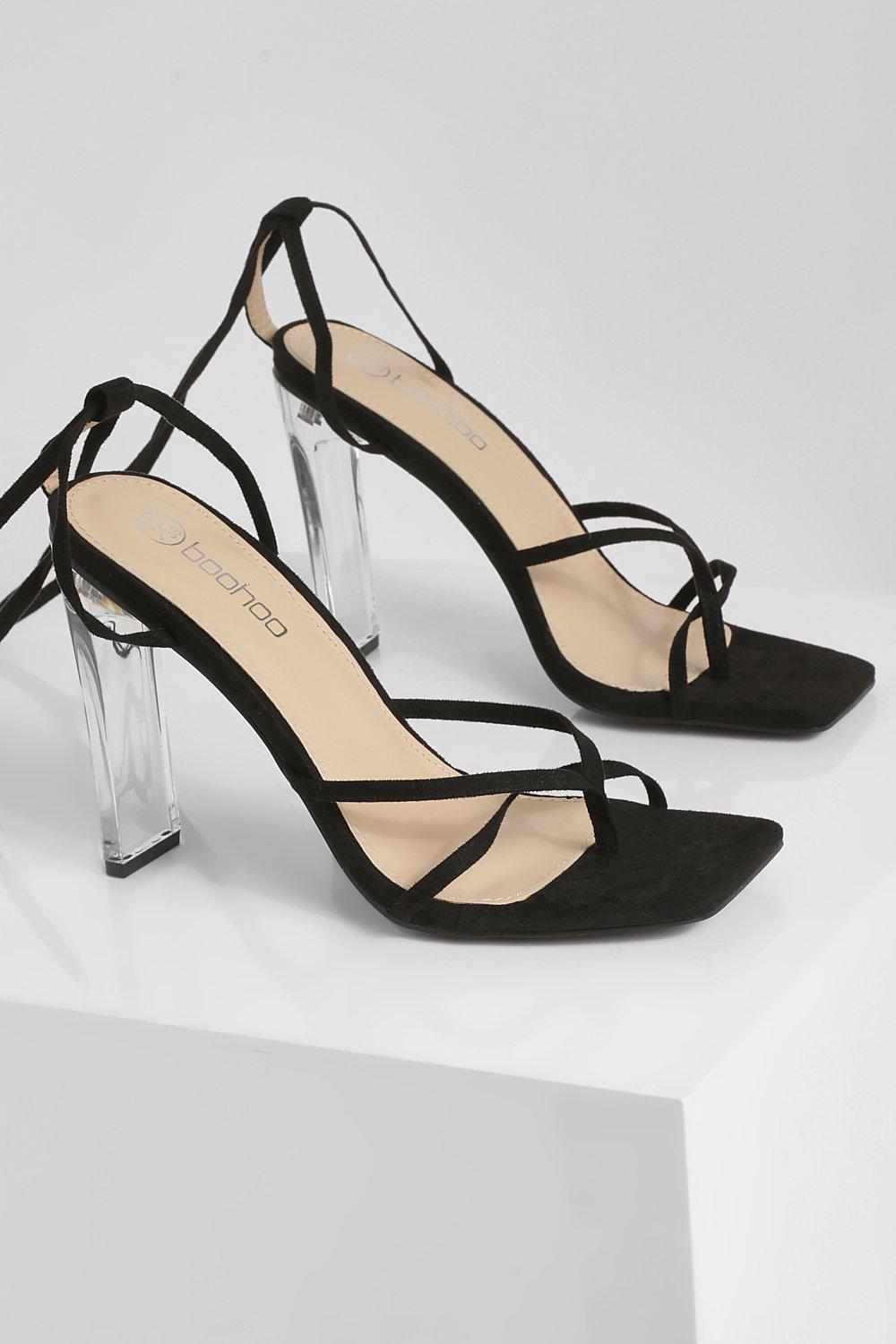 Boohoo clear hot sale strap heels