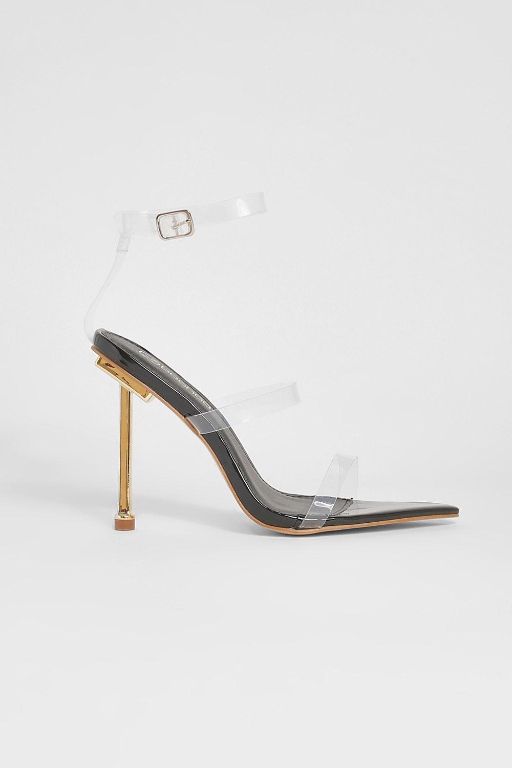 3 strap shop clear heels