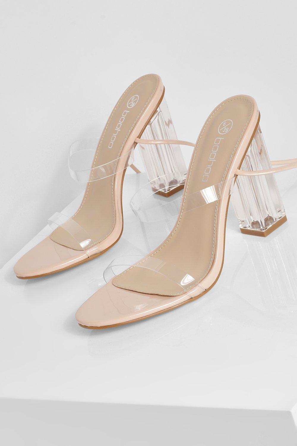 Wide Fit Super Skinny Strap Clear Heels boohoo DK