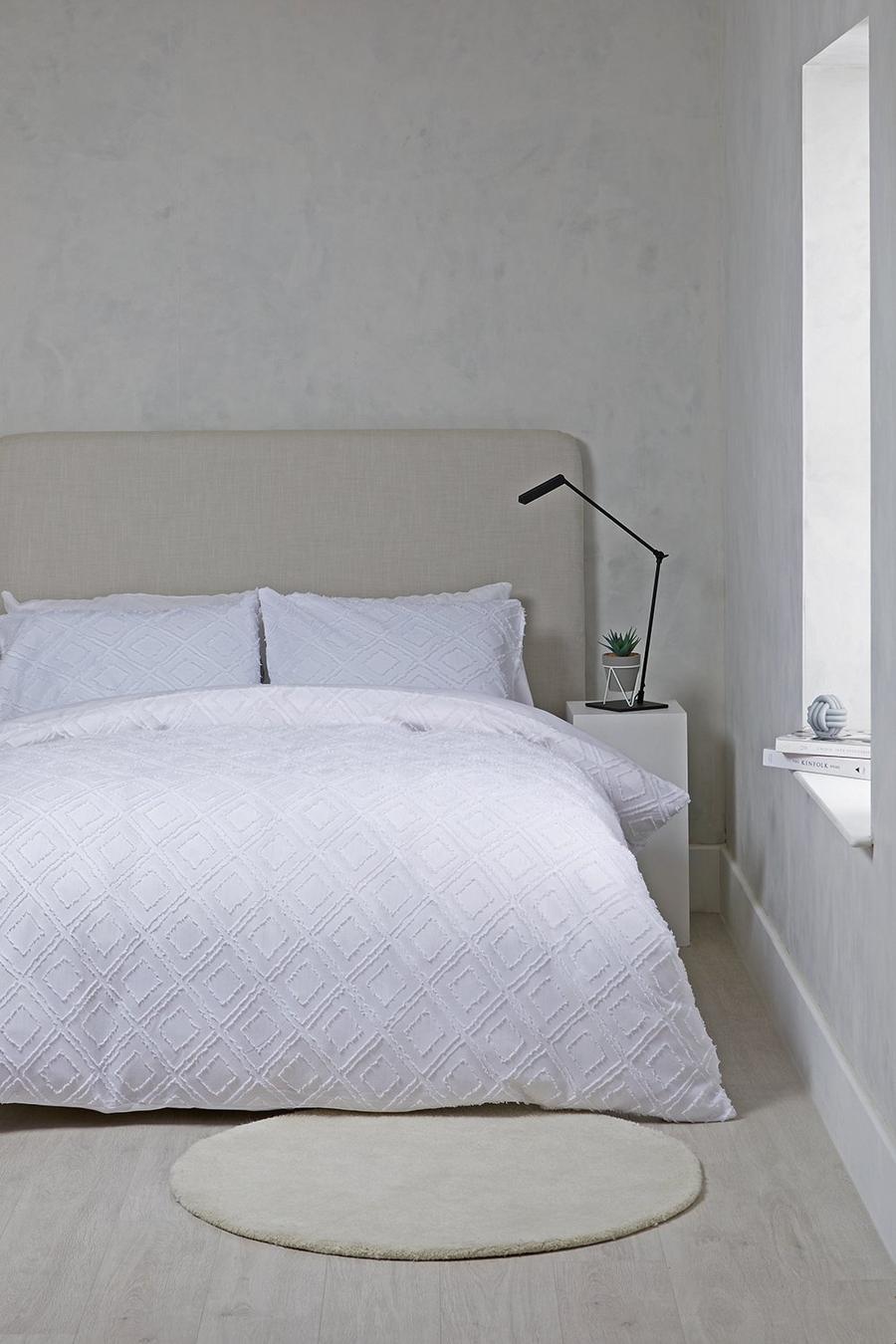 Parure de lit à motif géométrique - 90 x 190cm, White image number 1