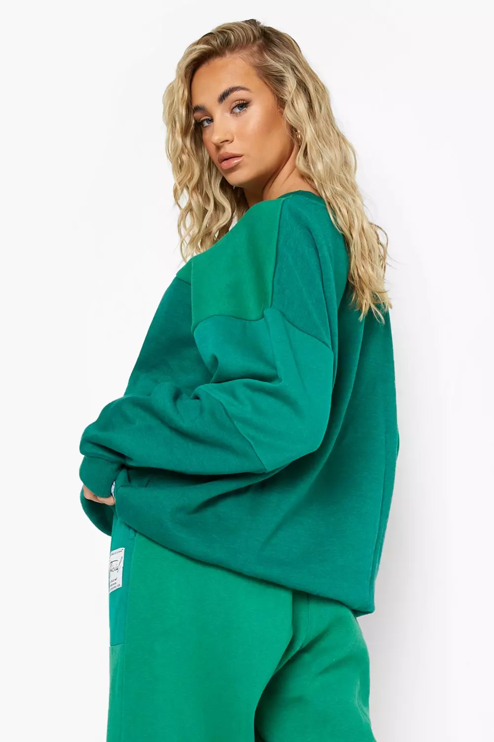 Green Colour Block Oversized Sweatshirt alternative image