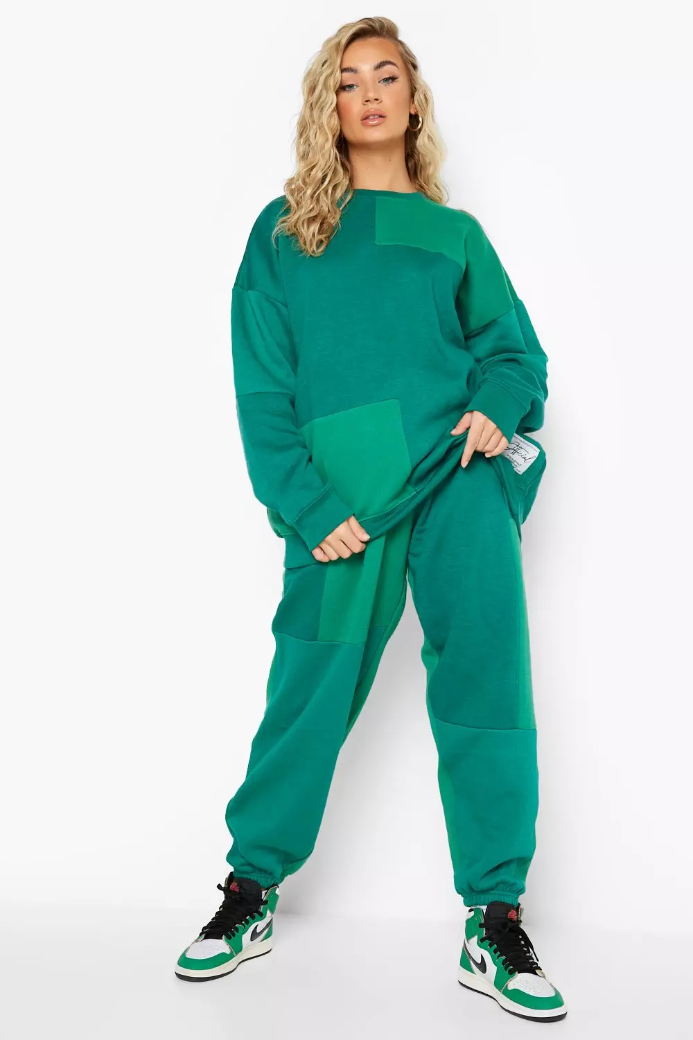 Green Colour Block Oversized Sweatshirt alternative image