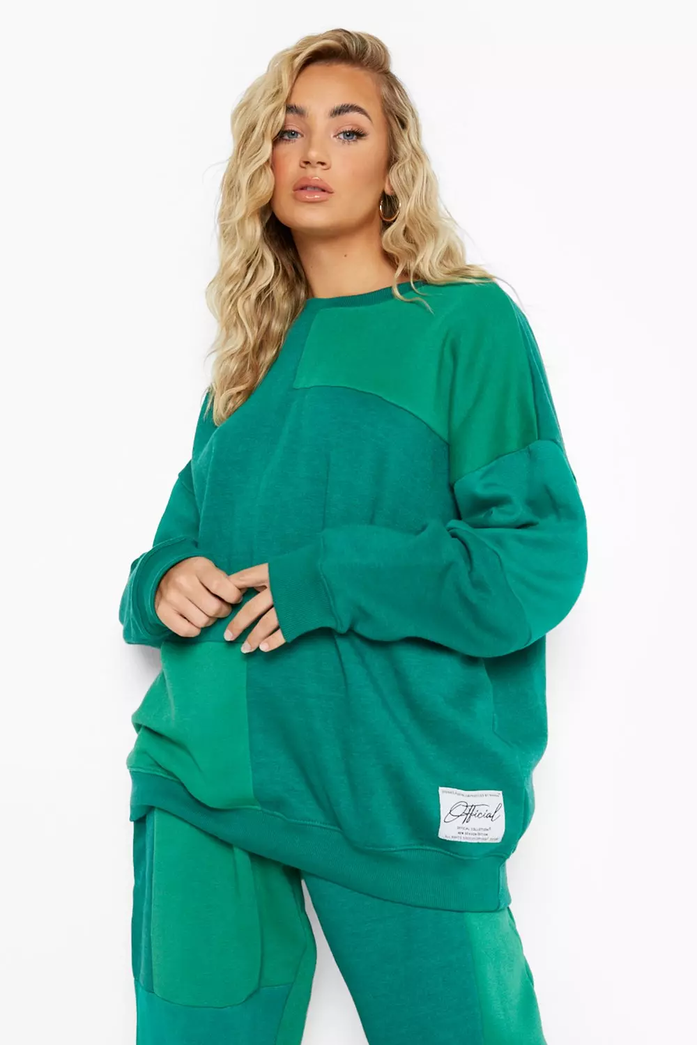 Green Colour Block Oversized Sweatshirt alternative image