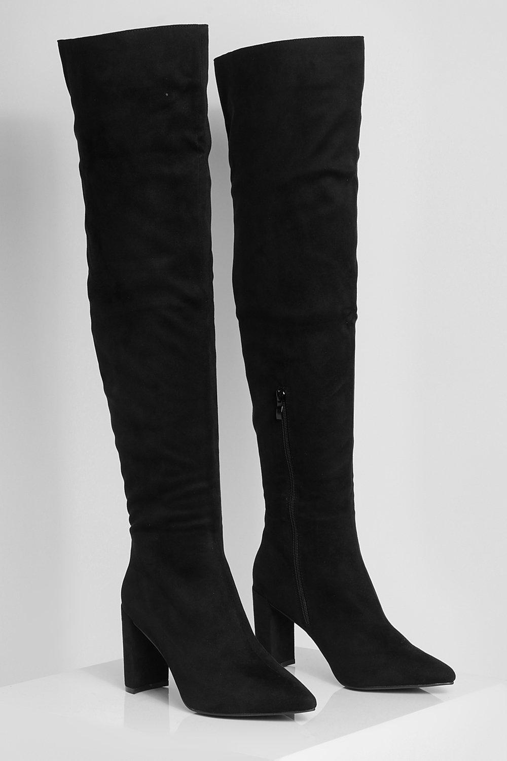 Wide width thigh 2024 high heel boots