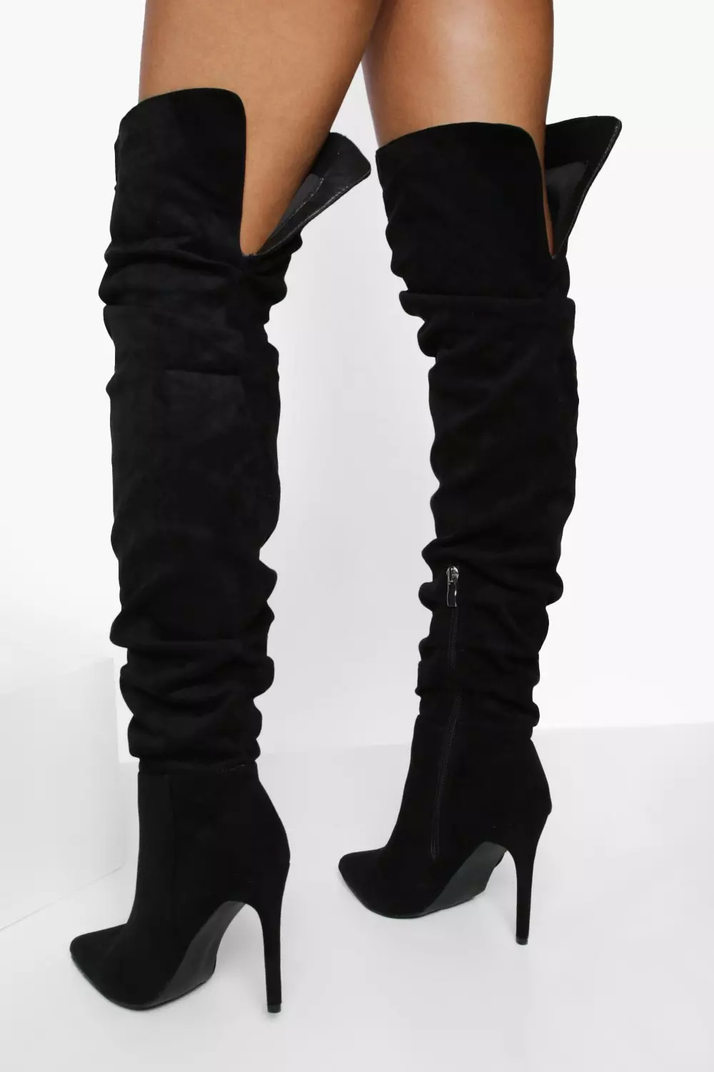 Black thigh high stiletto boots online