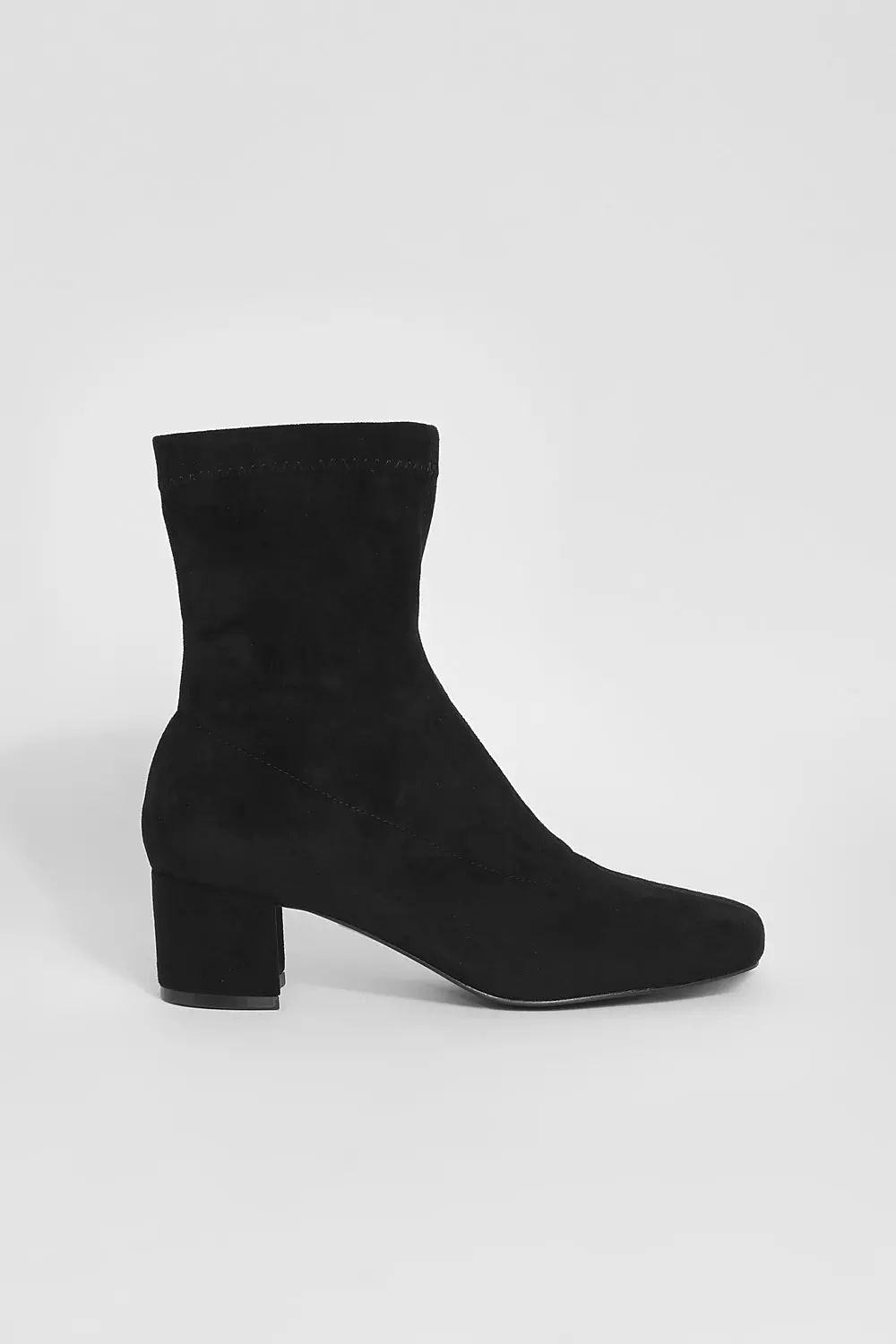Black Wide Fit Low Block Heel Sock Boots alternative image