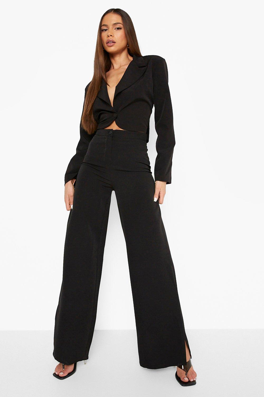 Crepe Pants with Side-Split