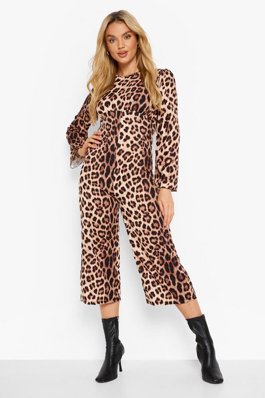 Brown Leopard Wide Leg Jumpsuit image number 1