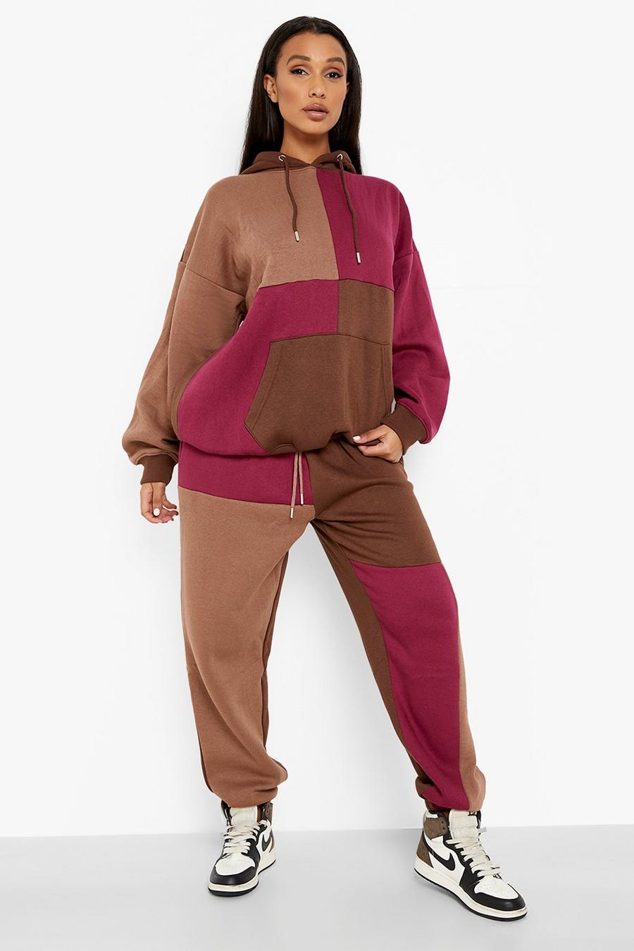 Chocolate Patchwork Color Block Jogger image number 1