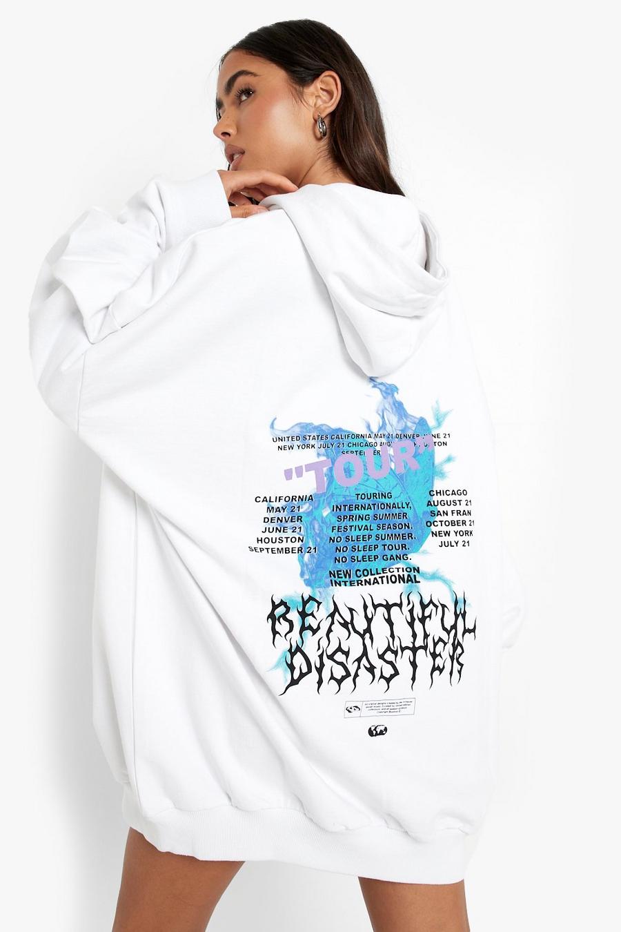 White Extreme Oversized Printed Hoodie image number 1