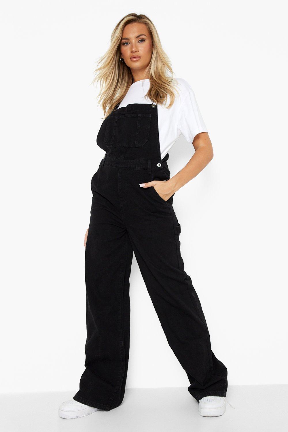 boohoo black dungarees