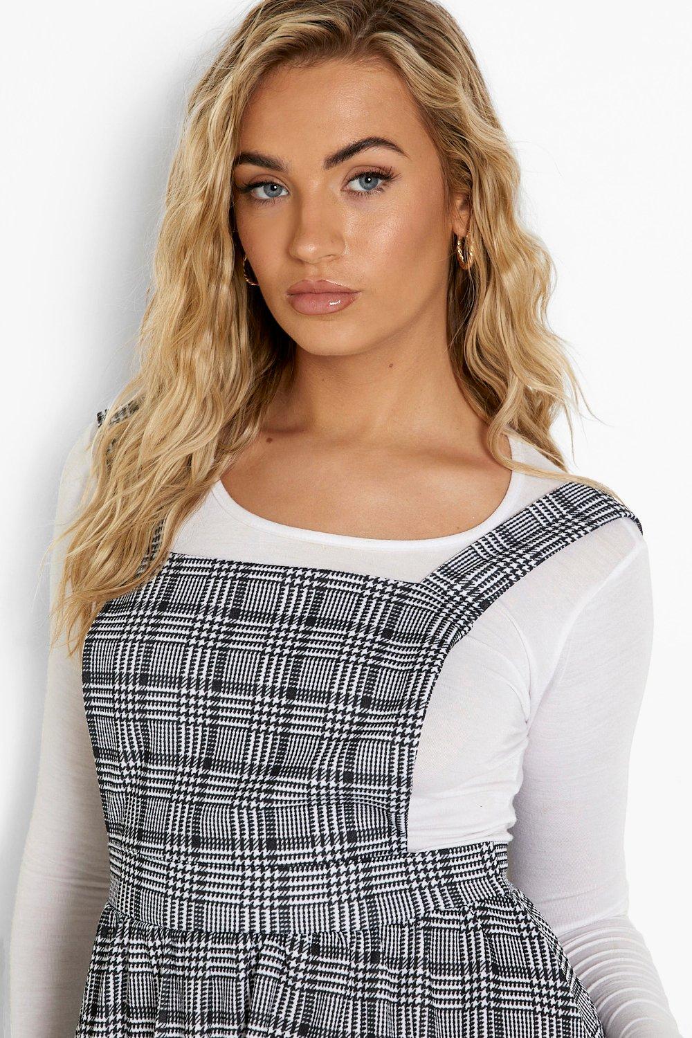 Ladies check pinafore clearance dress