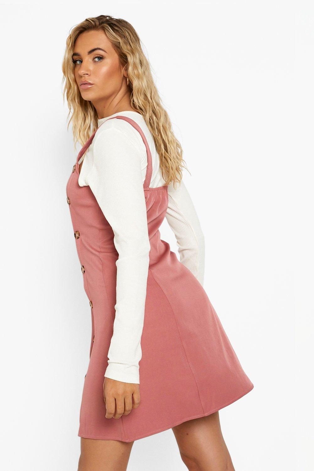 Pink 2024 pinafore dress