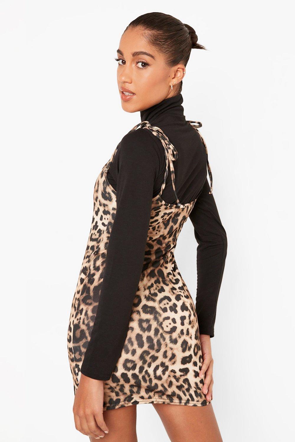 Animal print pinafore store dress