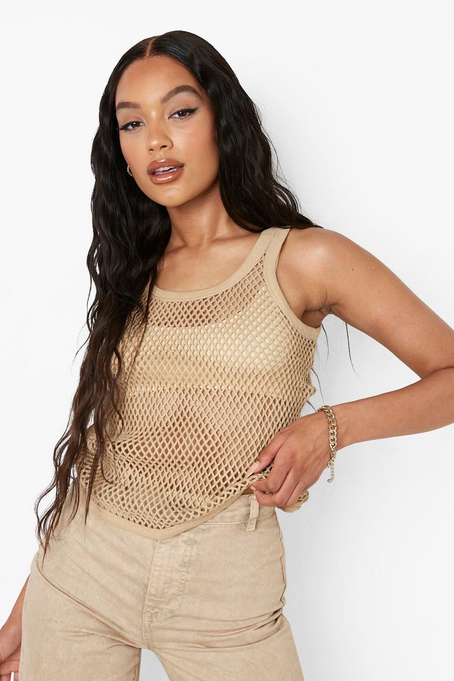 Stone Fishnet Tank Top Top image number 1
