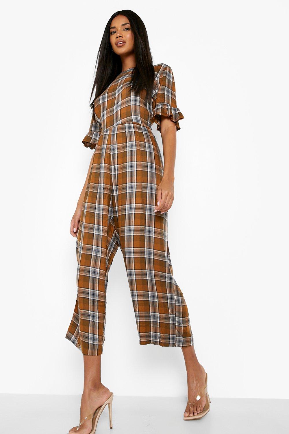 Yellow hotsell check jumpsuit