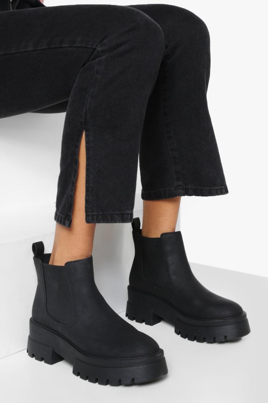 Black Chunky Ankle Chelsea Boots