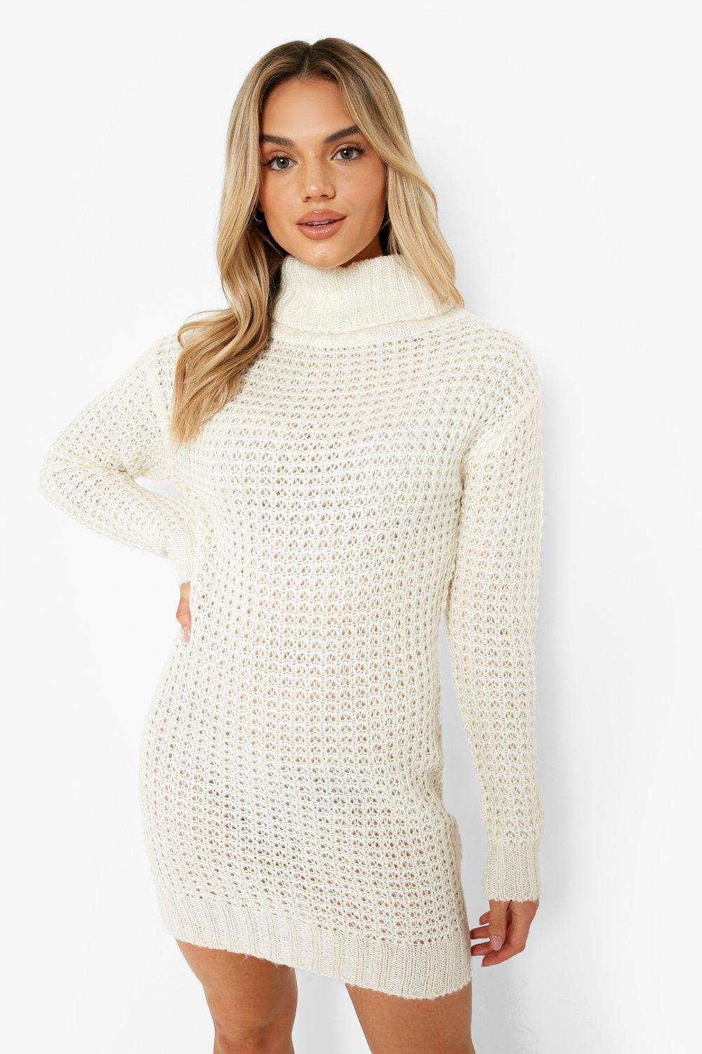 cream high neck jumper dress