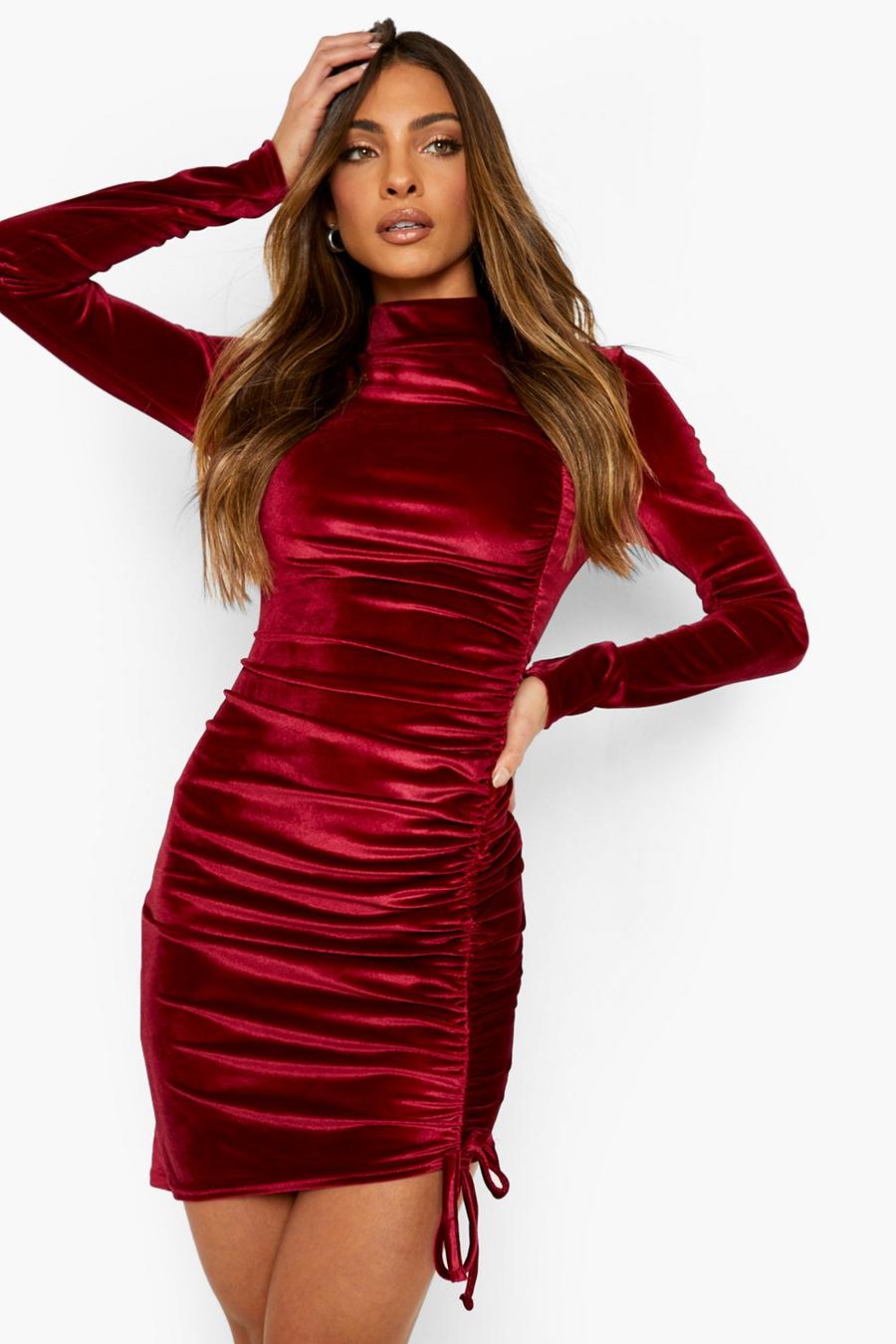 boohoo High Neck Ruched Mini Party Dress