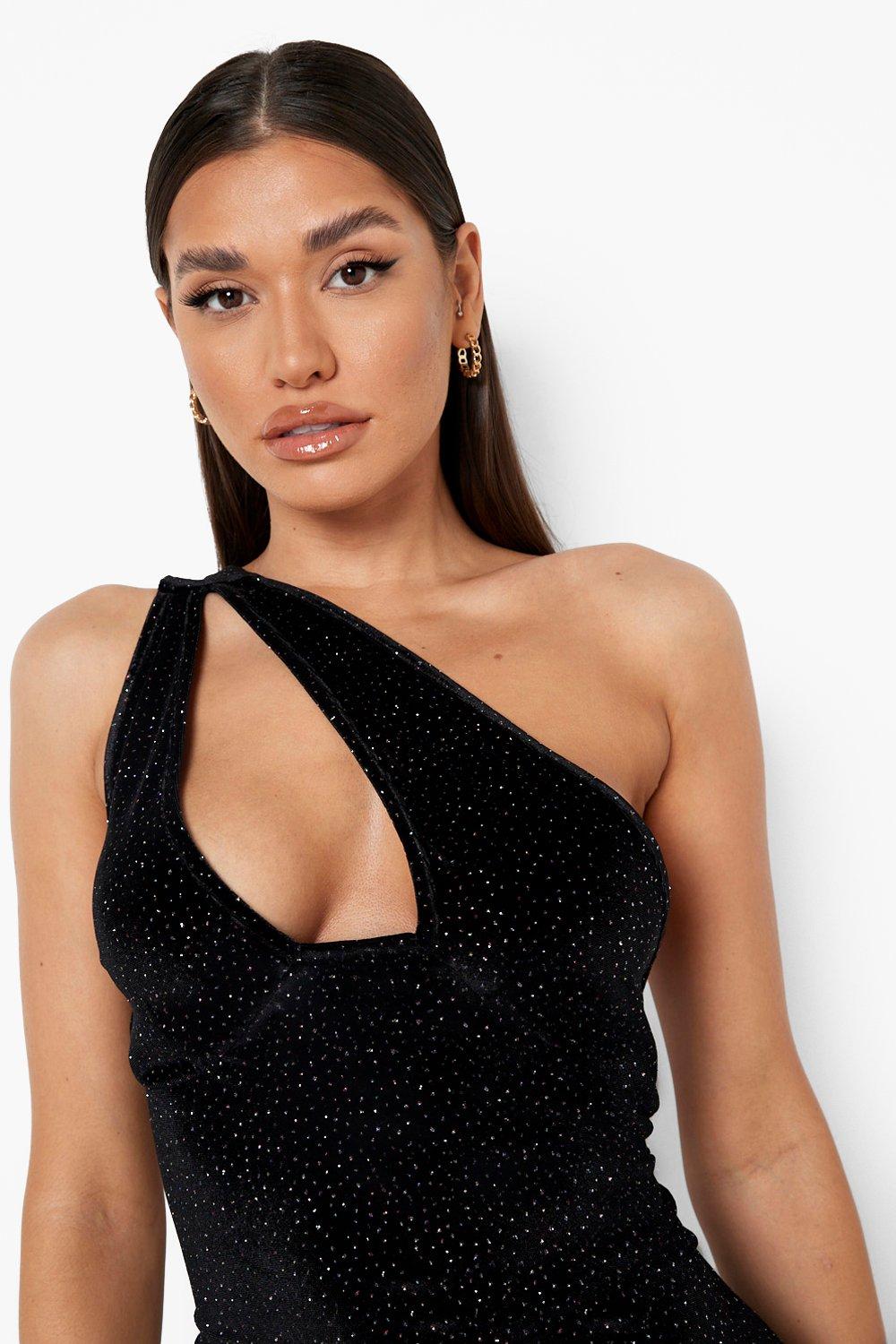 One shoulder black dress hot sale uk