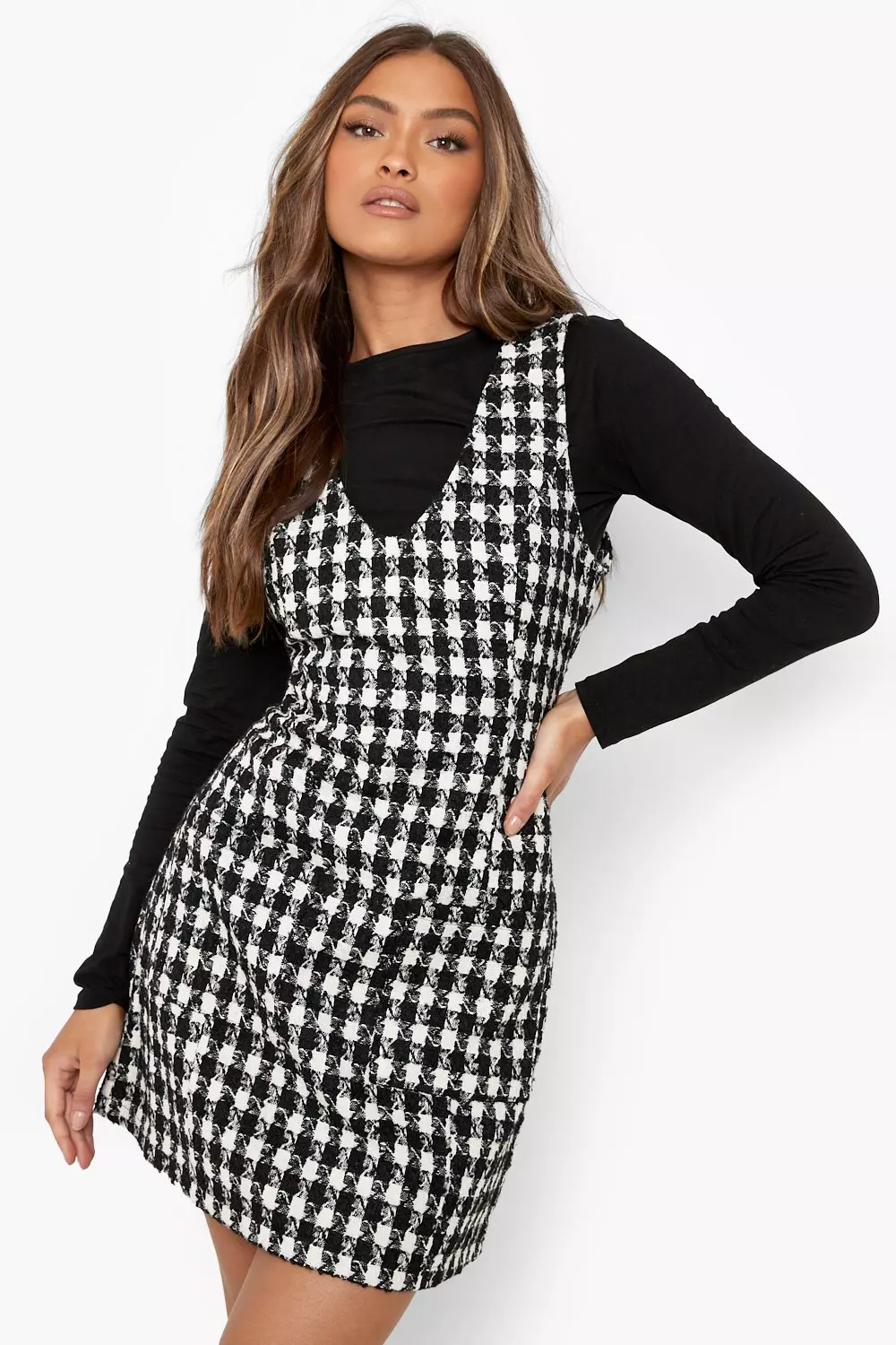 New look dogtooth pinafore hotsell