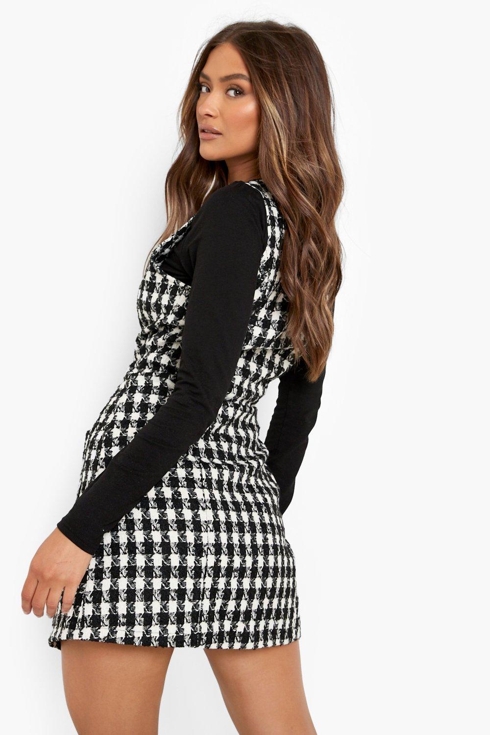 Dogtooth pinafore cheap dress