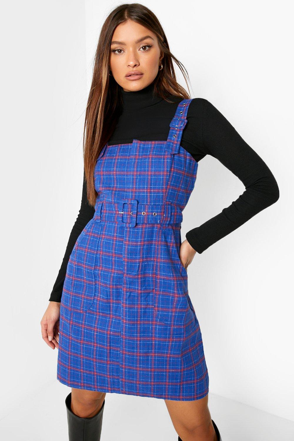 Check print best sale pinafore dress