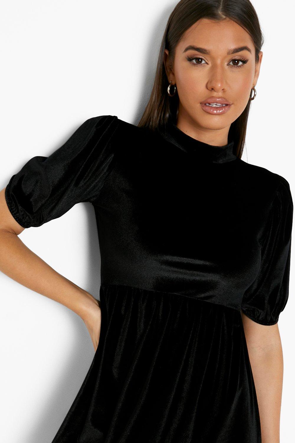 long sleeve velvet smock dress