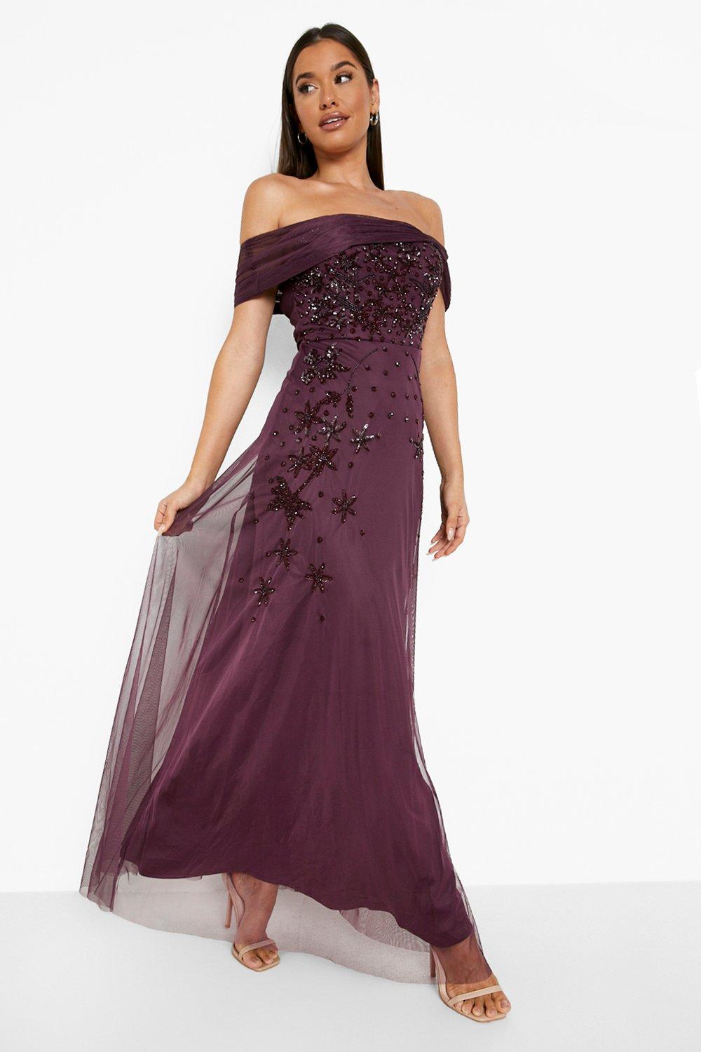 Hand Embellished Bow Detail Maxi Dress