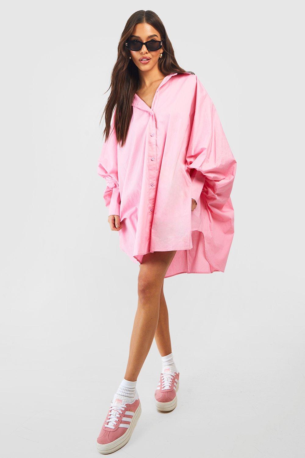 Oversized Batwing Balloon Sleeve Shirt Dress | boohoo