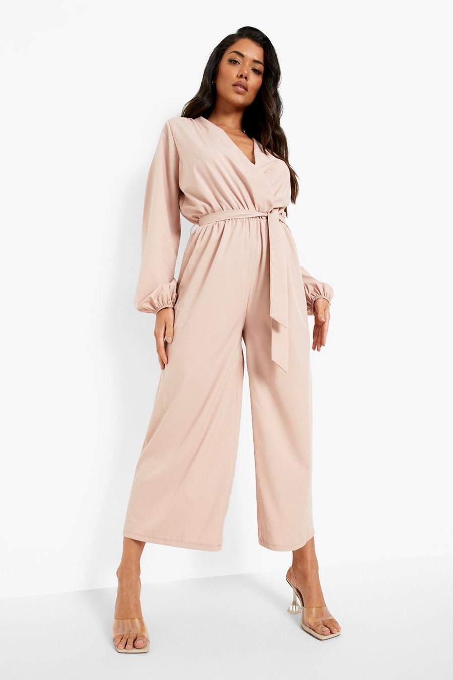 Combinaison jupe-culotte drapée à ceinture, Soft pink image number 1