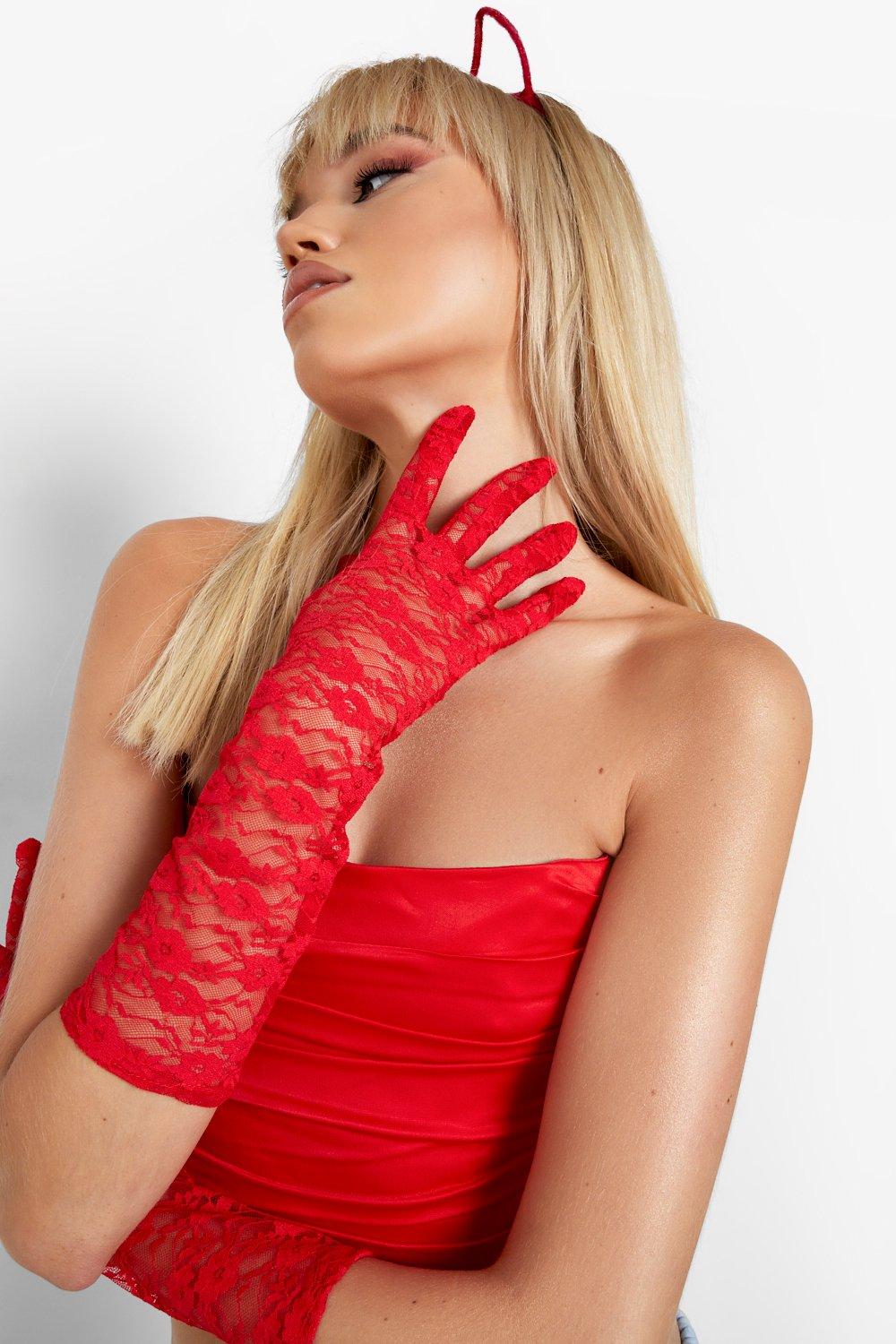 long red lace gloves