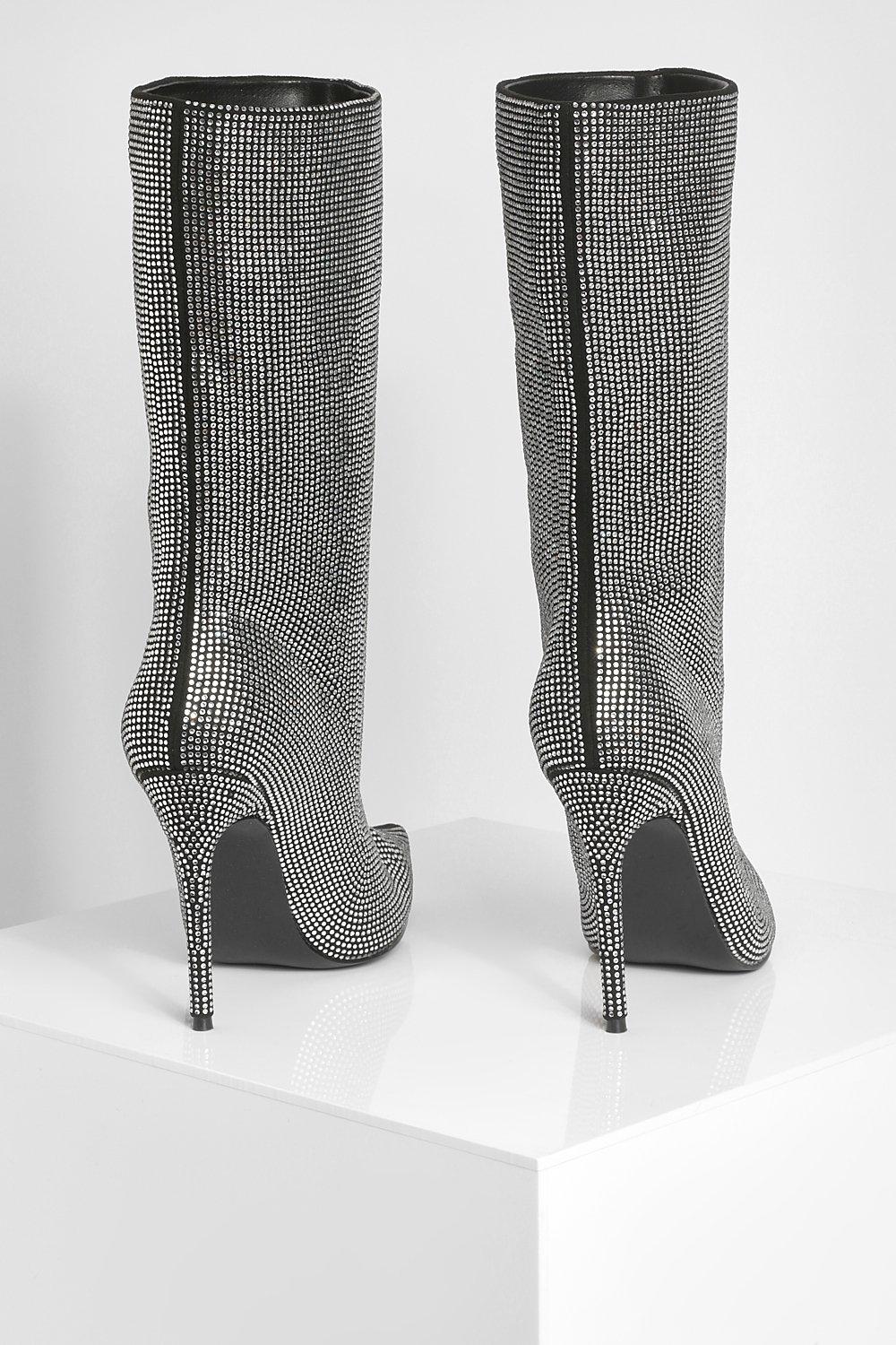 Bottines talons aiguilles et strass boohoo