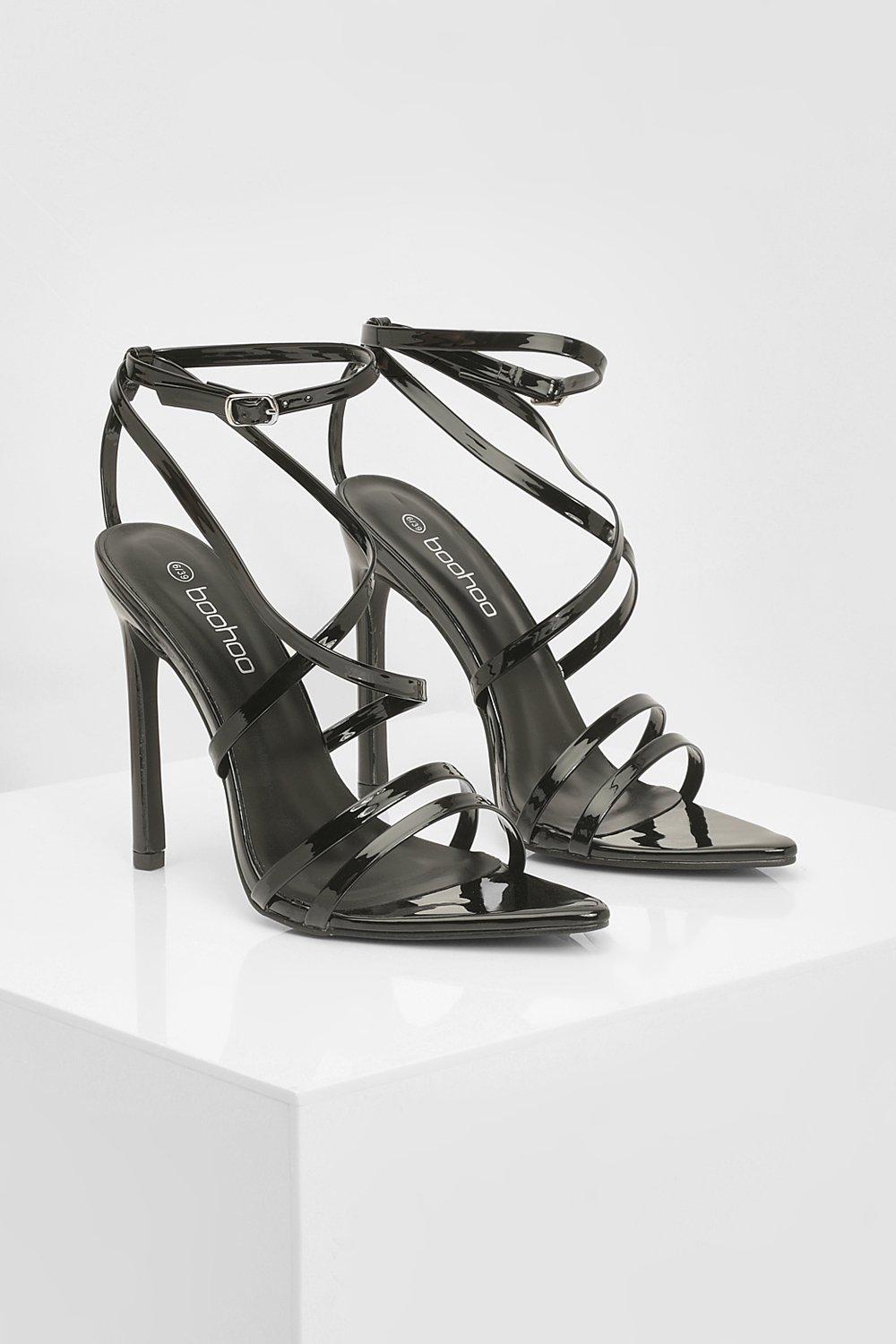 Boohoo black strappy discount heels