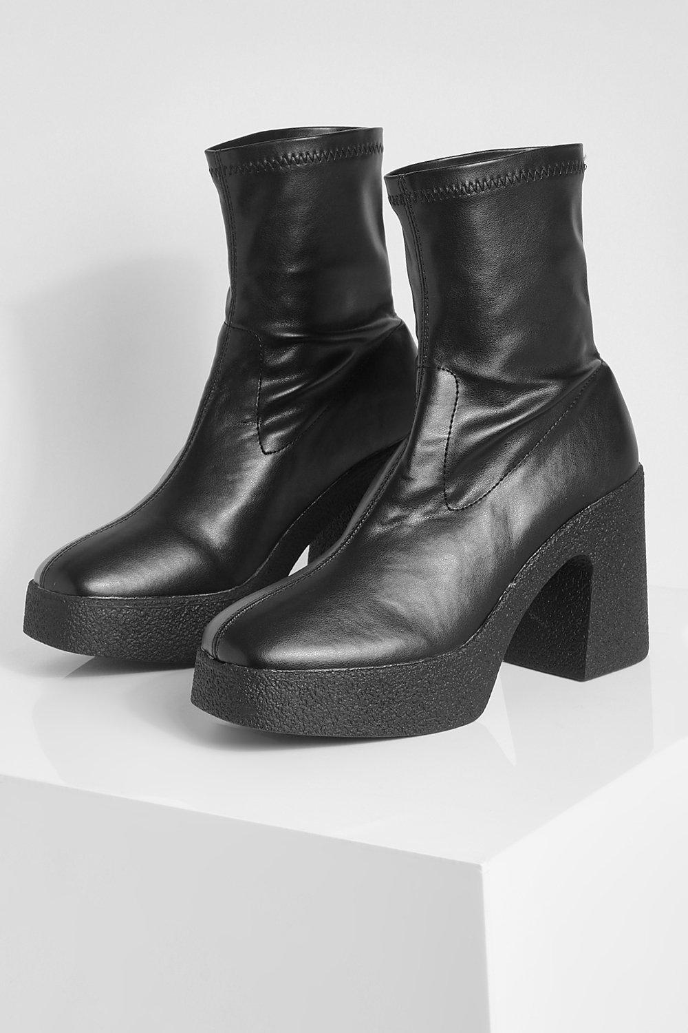 Chunky Platform Sock Boots | boohoo USA
