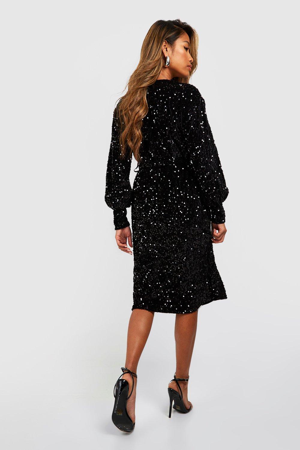 Boohoo black sequin on sale dress