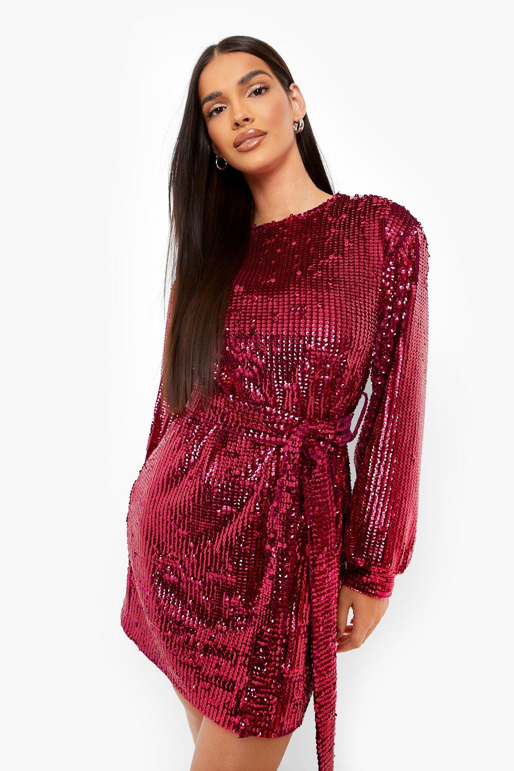 Boohoo red hot sale sequin dress