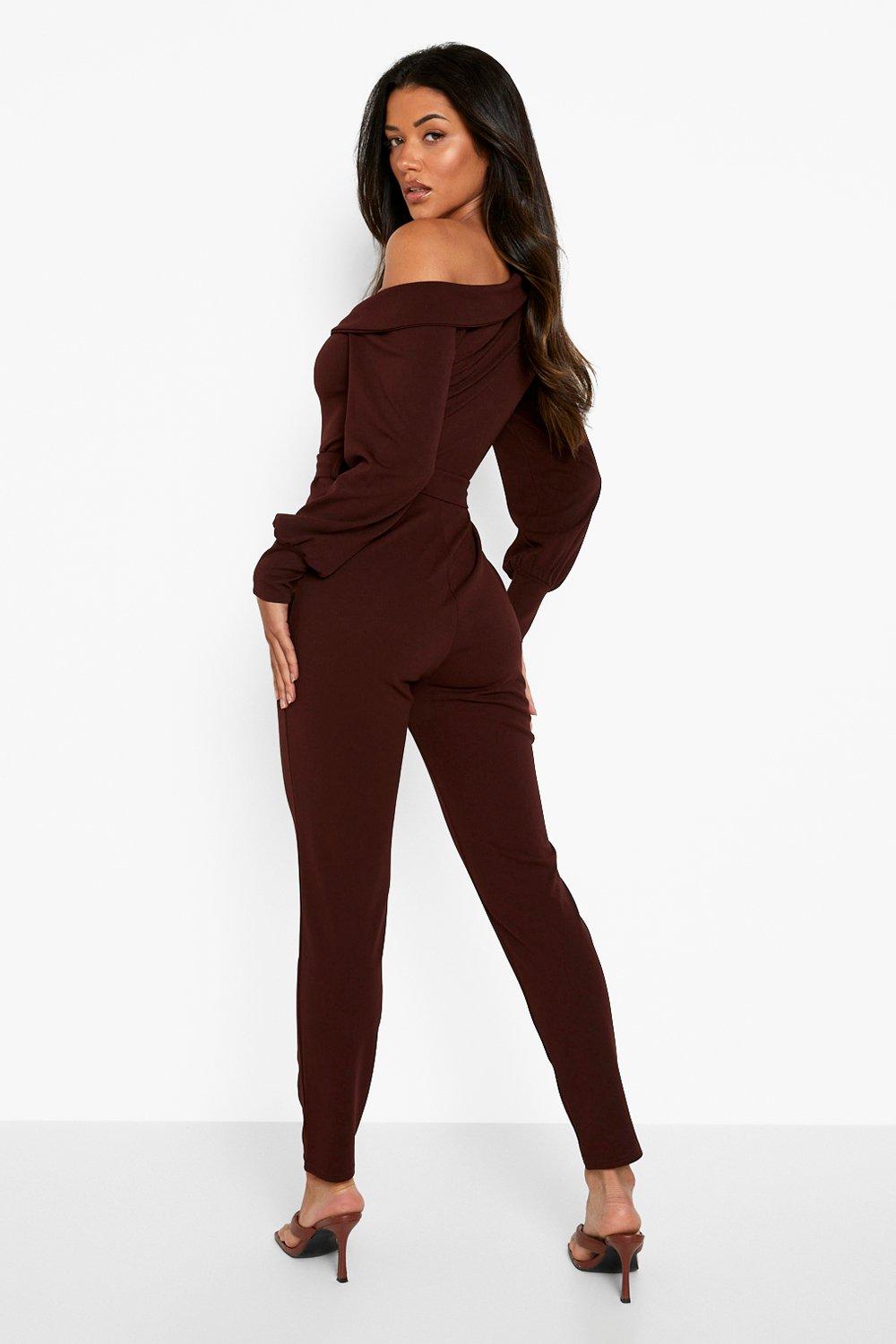 Boohoo best sale burgundy jumpsuit