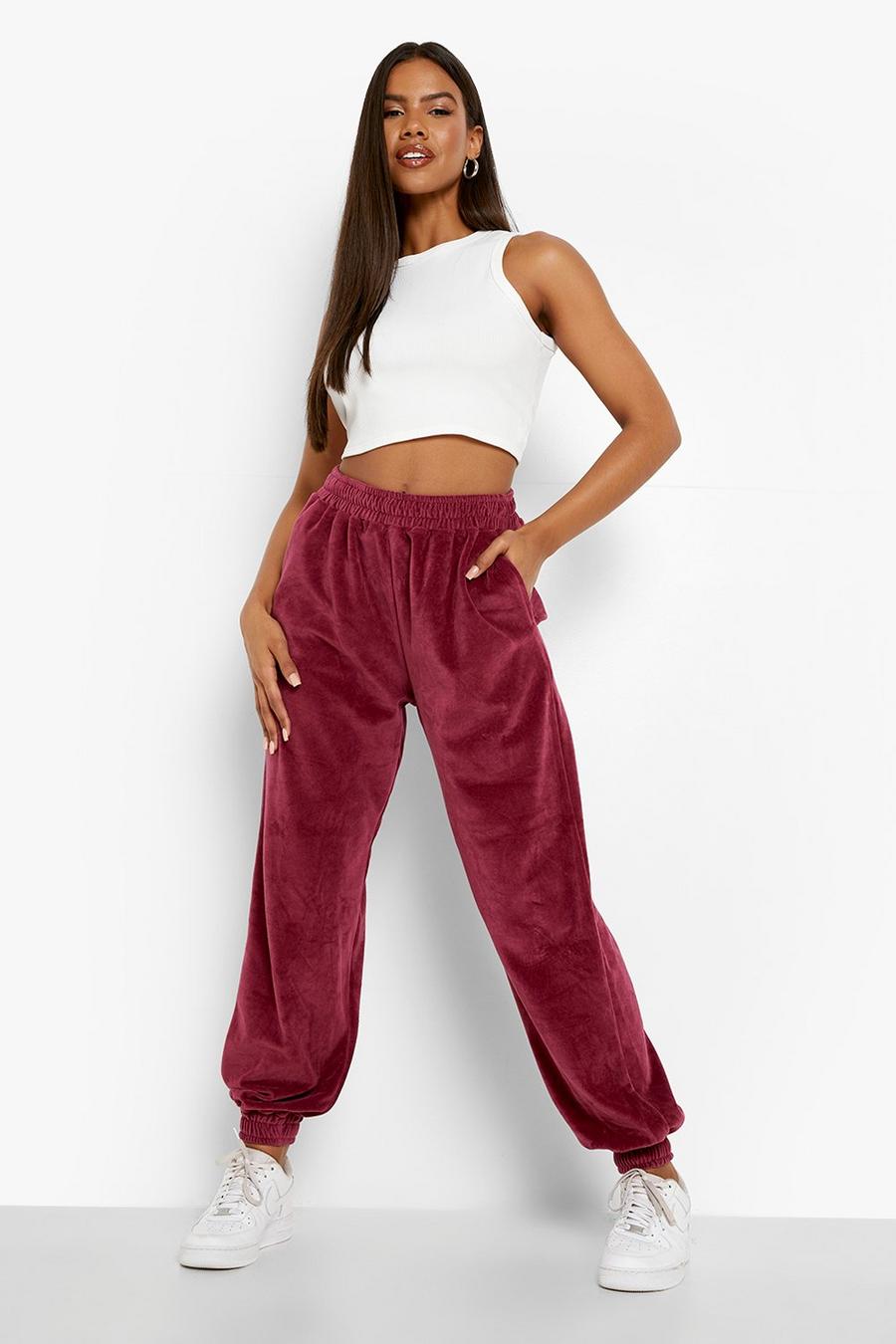 Berry Joggers i velour image number 1