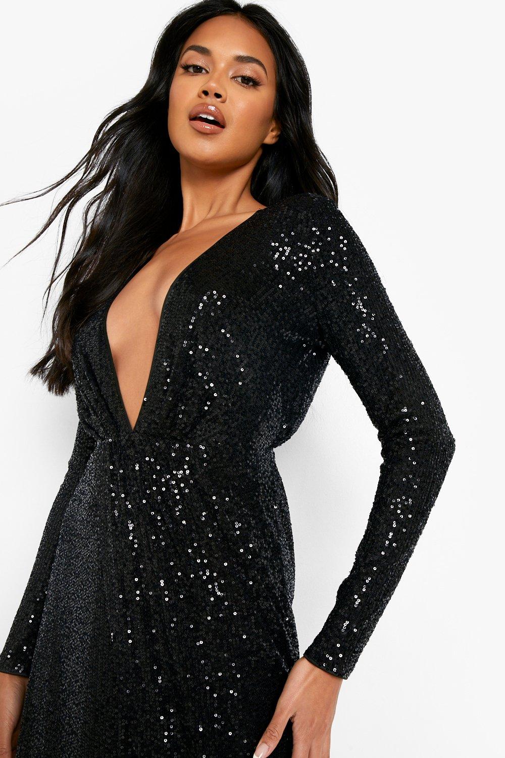 Boohoo black shop sparkly dress