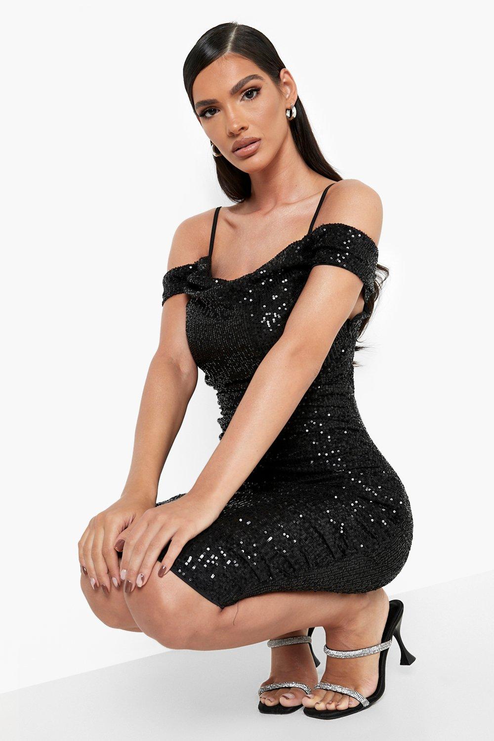 Fashion boohoo black party dress