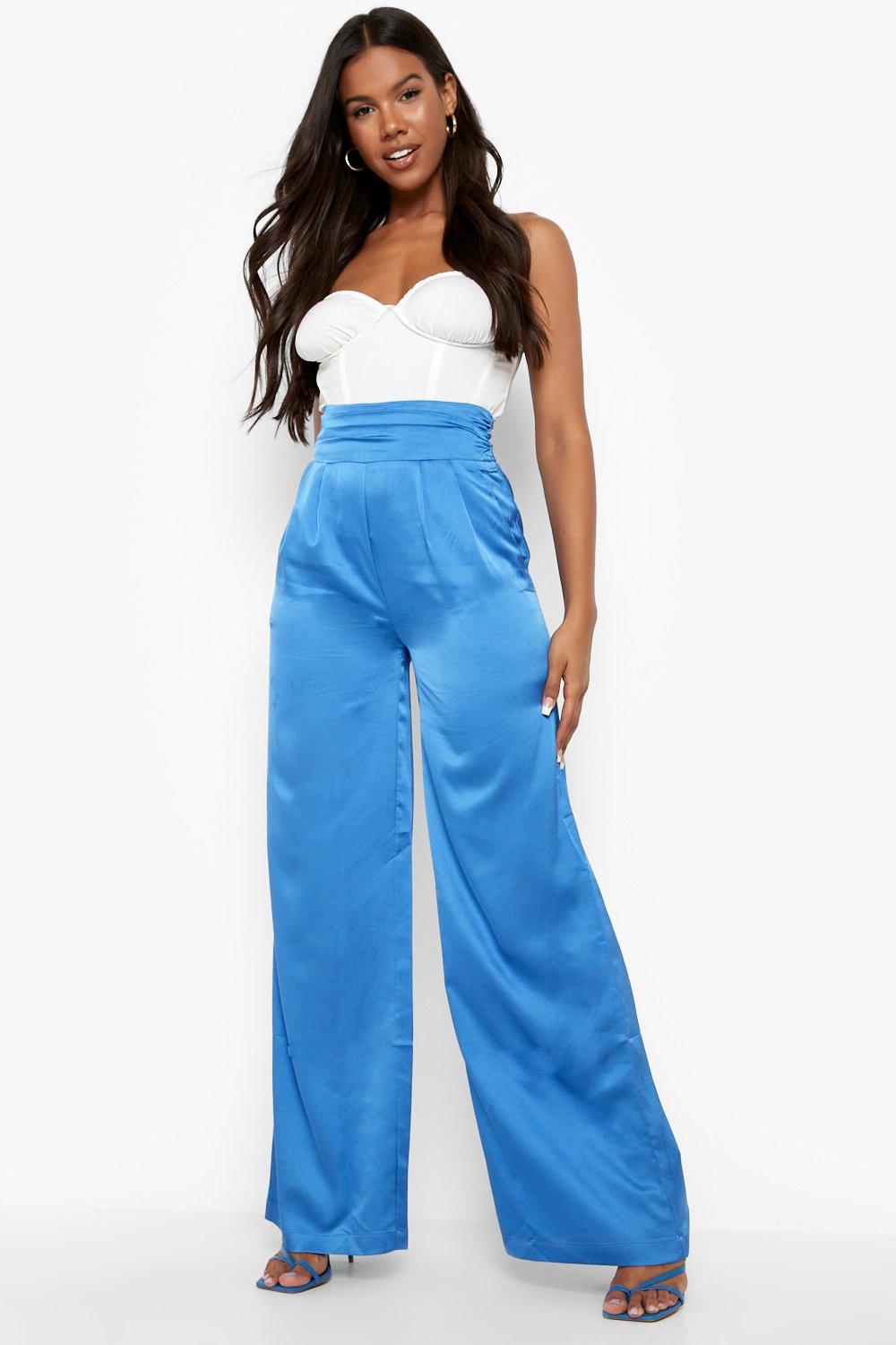 Blue sales satin pants