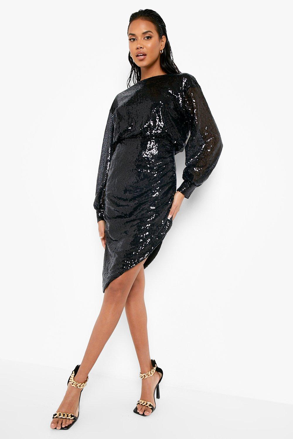 Rent Warehouse Printed Sequin Ruched Side Midi Dress