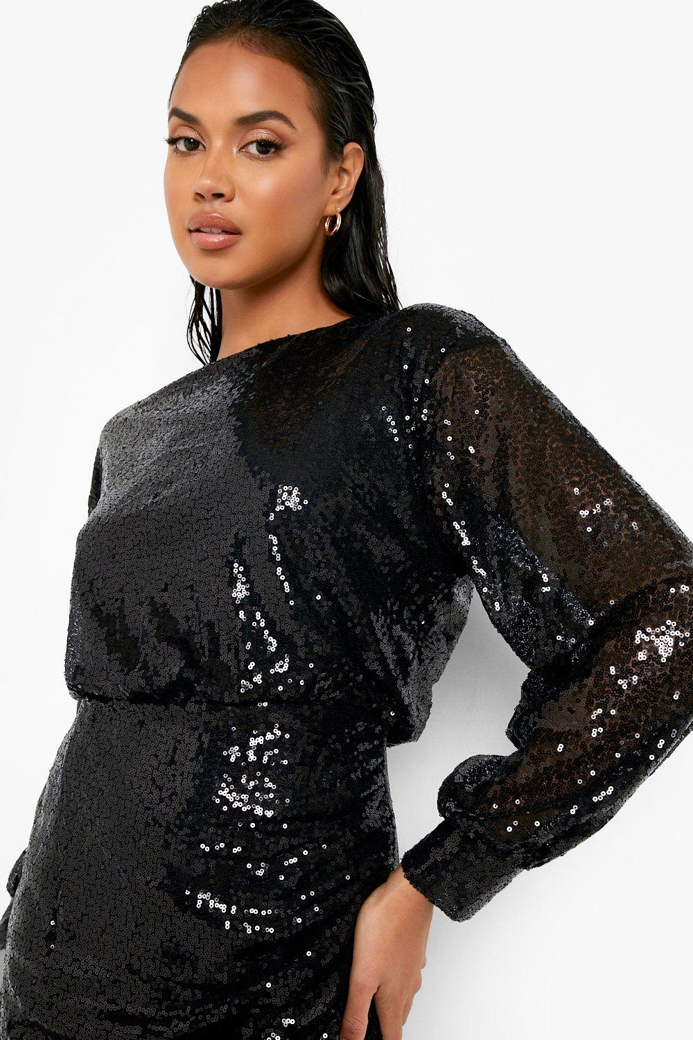 Boohoo black sparkly on sale dress