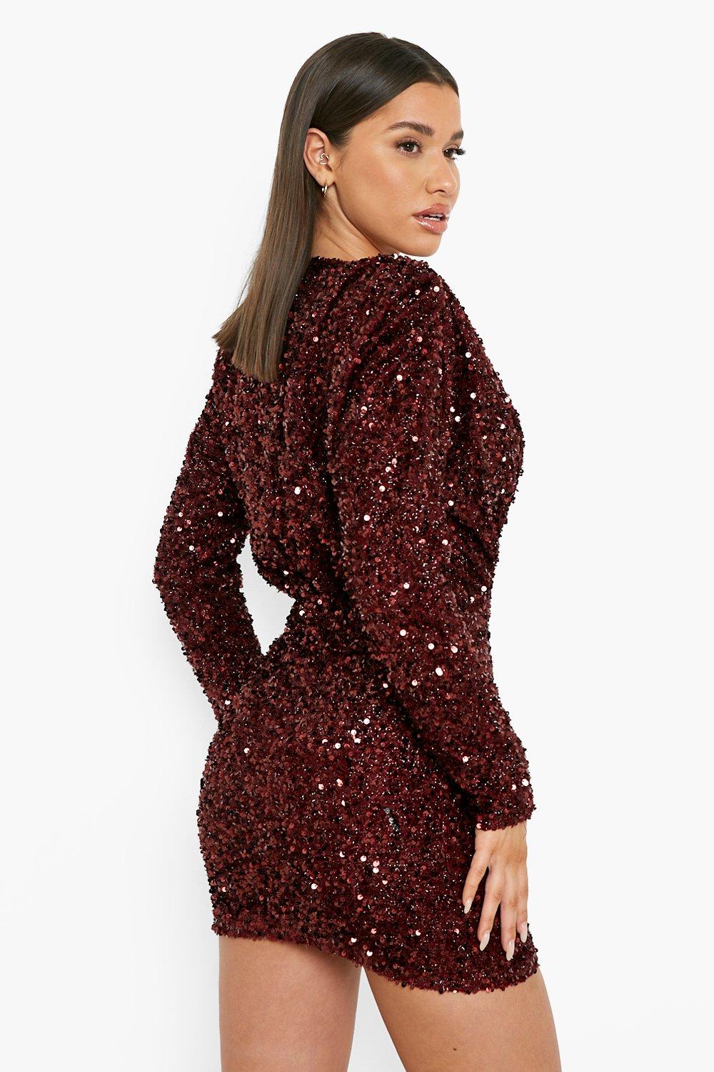 Boohoo red hotsell sequin dress