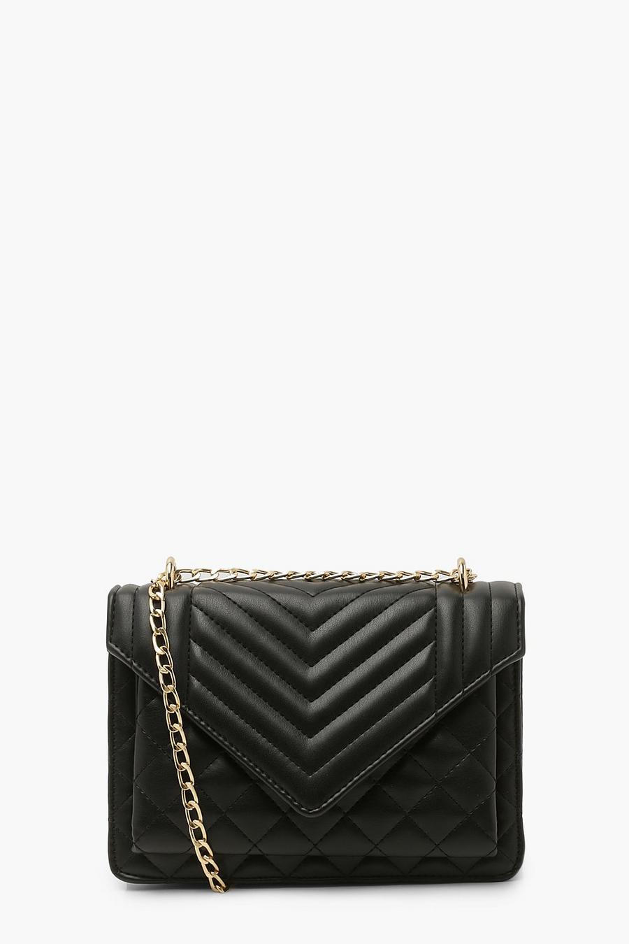 Black Quilted Chain Shoulder Bag image number 1