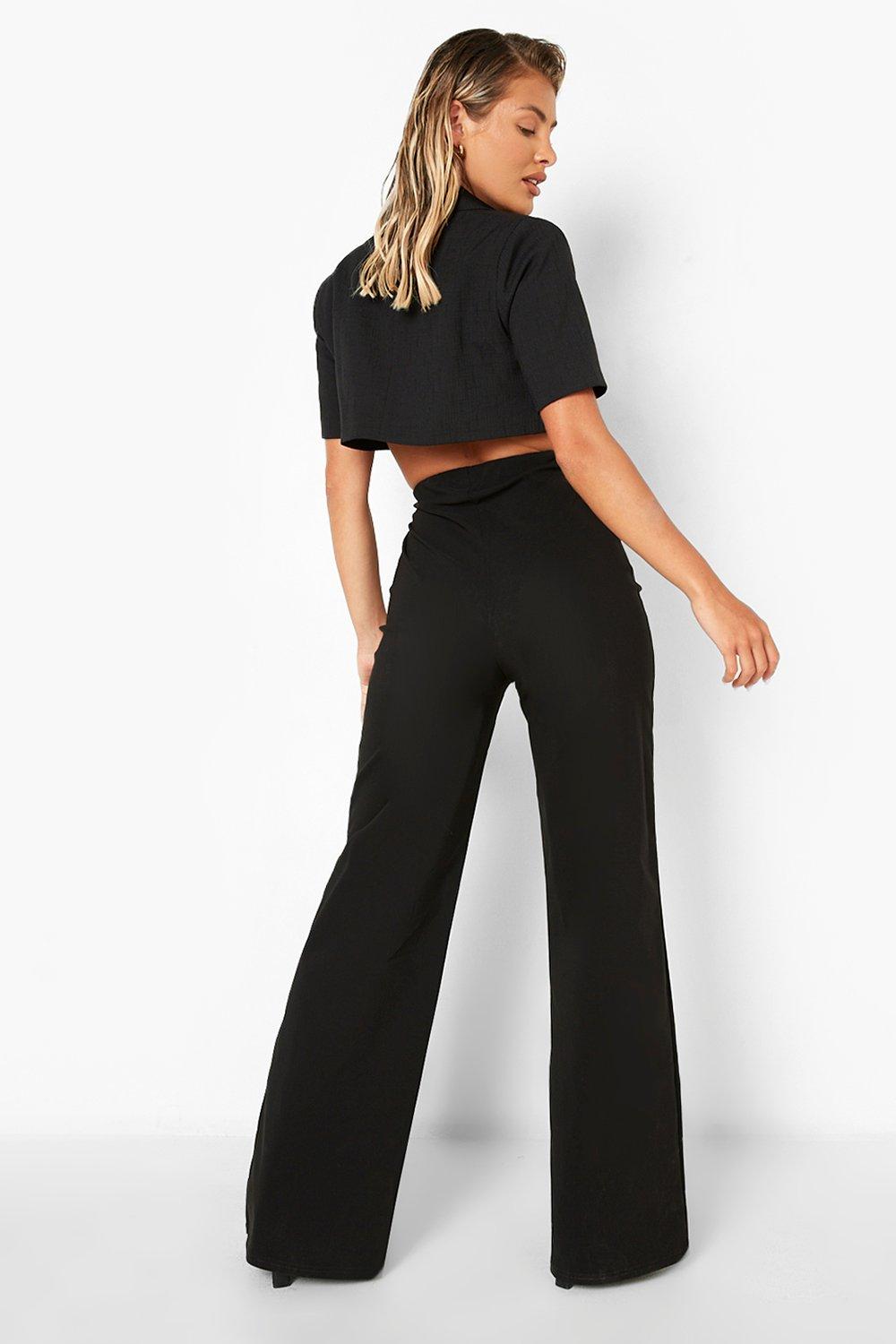 Woven Seam Detail Flare Pants