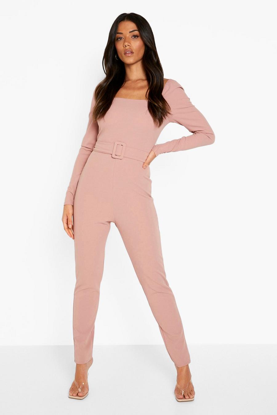 Rose Puff Sleeve Tailored Belted Jumpsuit image number 1