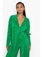 Camisa plisada oversize holgada, Emerald verde