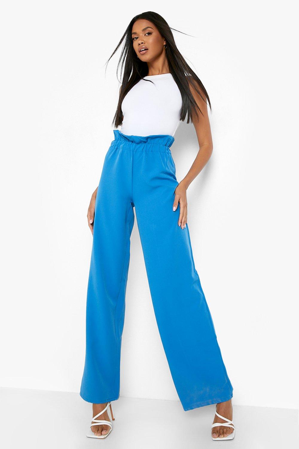 Wide leg clearance paperbag waist trousers